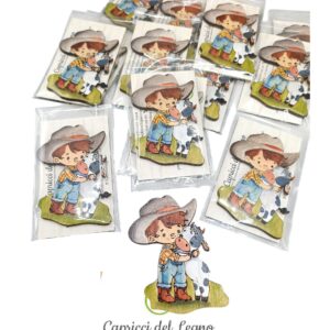 Calamita in Legno * Bambino con Mucca – Ricordino Fine Festa Compleanno
