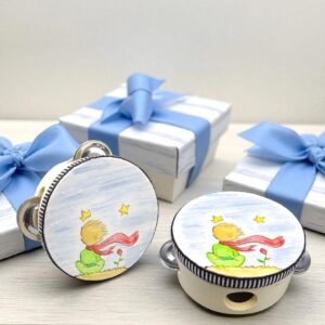 Tamburello 10 cm - Il Piccolo Principe – Bomboniera e Segnaposto Decorativo Personalizzato, Dipinto a Mano