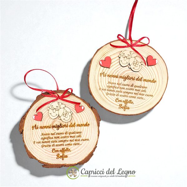 Targa corteccia in legno Festa dei Nonni