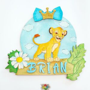 Fiocco Nascita Re Leone Simba (in piedi) – Personalizzabile per Maschio o Femmina - cm 30