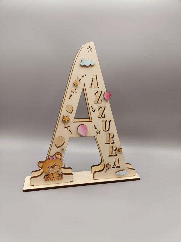 Lampada Iniziale Nome in Legno (a pile) - cm 30 - per Lui e per Lei - immagine 26