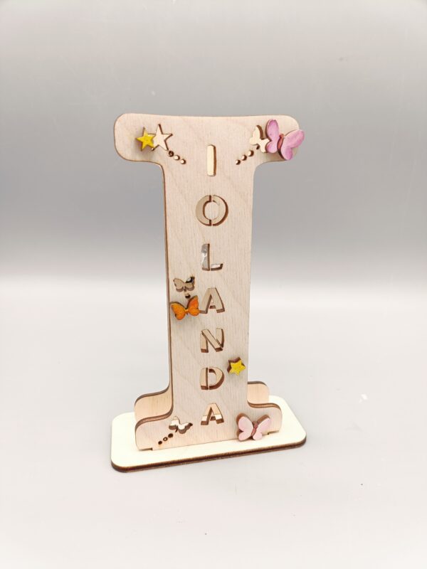 Lampada Iniziale Nome in Legno (a pile) - cm 30 - per Lui e per Lei - immagine 15