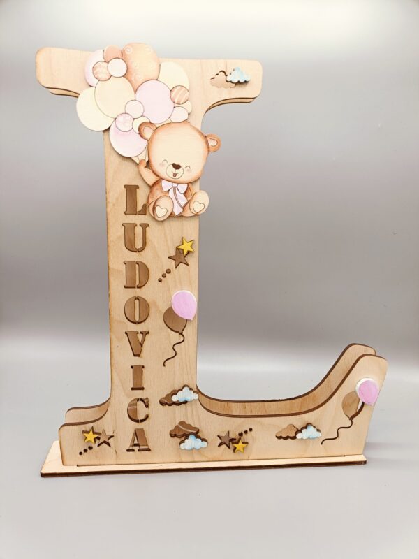 Lampada Iniziale Nome in Legno (a pile) - cm 30 - per Lui e per Lei - immagine 14