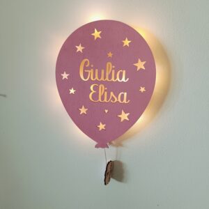 Lampada Palloncino in legno Personalizzata Solo Nome (a pile) - cm 30 - Femmina
