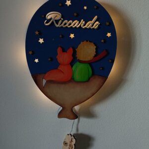 Lampada Palloncino in Legno Piccolo Principe (a pile) - cm 30