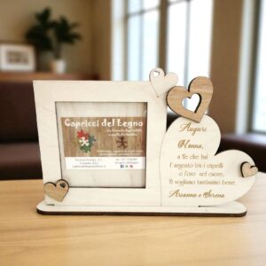 Portafoto Nonni con cuore e dedica cornice 10 x 10 – Regalo Personalizzato Festa dei Nonni