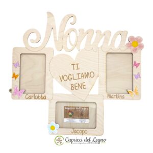 Portafoto Nonna con 3 Cornici 10x15 – Regalo Personalizzato Festa dei Nonni